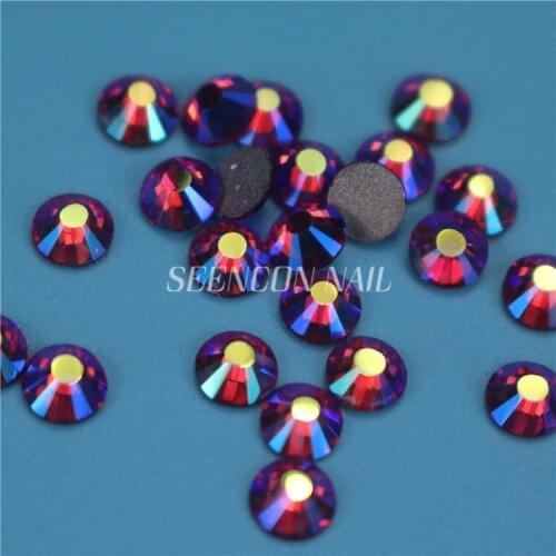 New 1440pcs/lot hot Fuchsia AB flatback non-hotfix glue-on loose glitter rhinestone for nail art decoration nail crystals