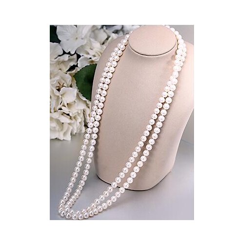 Charming 7-8mm south sea white round pearl necklace 45inch
