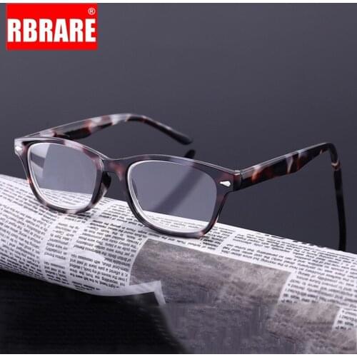 RBRARE Square Reading Glasses Men Plastic Frame Spring Leg Reading Glasses Women Rimless Round Frame Eyeglasses Gafas Para Leer