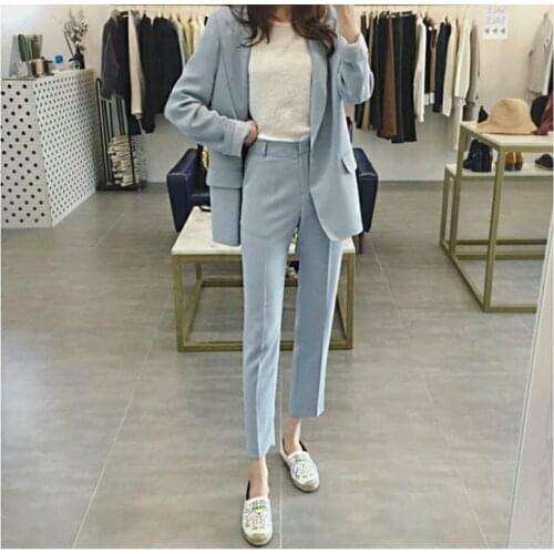 2019 autumn new womens blazer fashion professional black suit Slim womens jacket fashion trousers two-piece