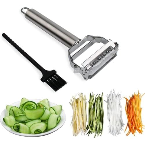 Peeler Stainless Steel Slicer Cutter With Cleaning Brush For Carrots Potatoes Cucumbers Vegetables Fruits Kitchen Tool Supplies