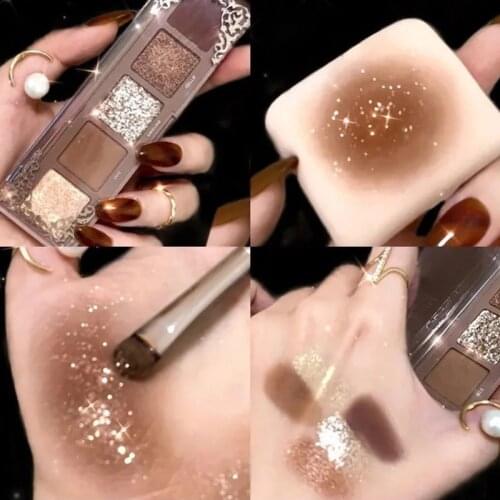 New 5 Colors Nude Shimmer Matte Eyeshadow Pallete Glitter Eyeshadow Long Lasting Waterproof Eye Pigments Shine Eyeshadow Makeup