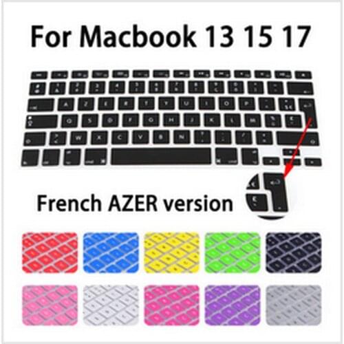 AZER Layout France Alphabet Silicone Waterproof Keyboard Protector Cover Fit For Apple MacBook Air 13 Pro Retina 13 15 17