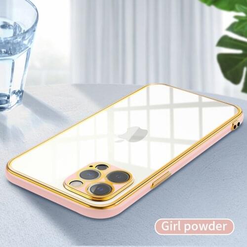 Luxury Shockproof Case for iPhone 11 Pro Max 12 Mini X XS XR 7 8 Plus Electroplating Bumper Back Solid Color Fundas Cover Shell