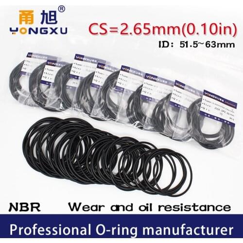 10PCS/lot Black NBR Sealing O-Ring CS2.65mm ID51.5/53/54.5/56/58/60/61.5/63*2.65mm O Ring Seal Rubber Gasket Rings Washer