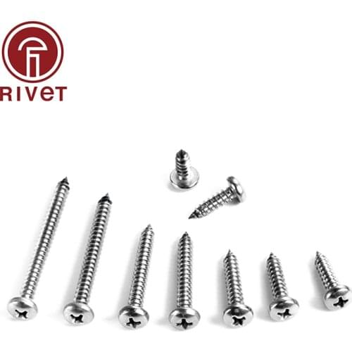 304 A2-70 Stainless Steel Cross Phillips Pan Round Head Self Tapping Screw GB845 DIN EN ISO 7049 ST2.2 ST2.9 ST3.5 ST3.9 ST4.2