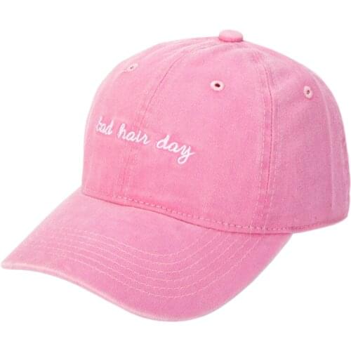 Women Men Embroidery 6 Panel Letters Baseball Cap Washed Vintage Cotton Dad Hat Pink Navy Dark Grey