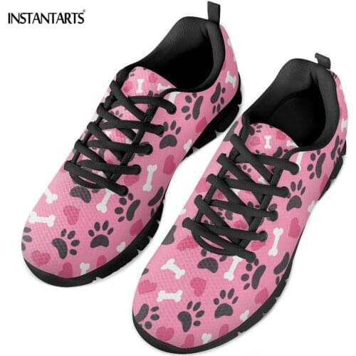 INSTANTARTS Flat Shoes Women Summer Breathable Comfortable Sneakers Cartoon Paw Pattern Students Shoe Zapator De Mujer 2019 New