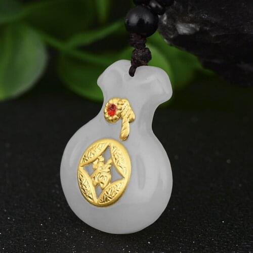 Hetian Jade Pendants For Women Fine Jewelry Gold Jade Pendant Necklace Gift For wife , girl friend 2019 Fashion