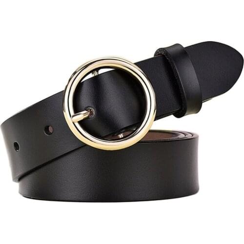 Dressing Ladies Leather Professional Dress Belt New Round Pin Buckle Leathers Wild Jeans With Narrow Fashion Students 2021