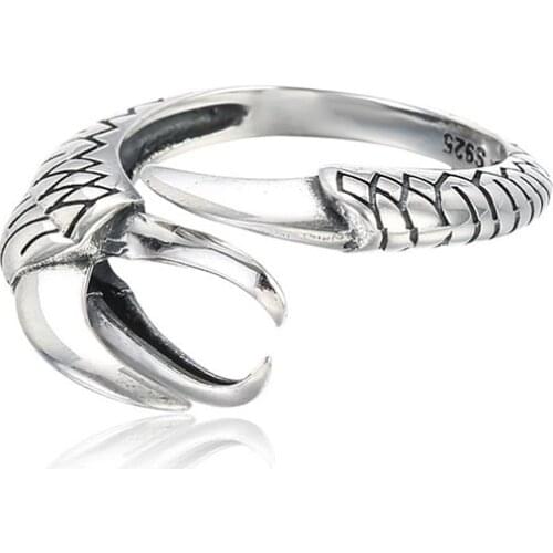 Ring Setting for 8mm-10mm Round Beads Eagle Claw Shape Thai Sterling Silver Ring Blank Adjustable Ring Base SR0304