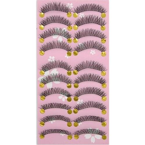 10Pairs Natural Looking Thick Cross False Eyelashes Fake Eye Lashes Makeup Tool Black Eyelashes set
