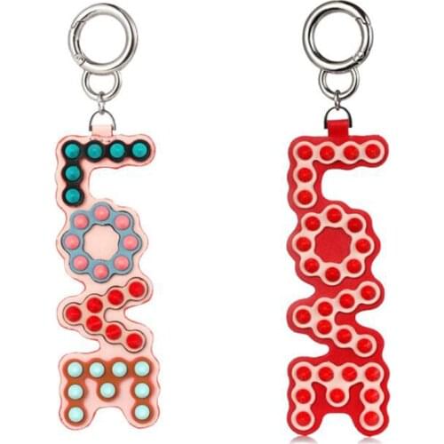 2020 Luxury Designer Genuine Leather Keychain Pendant Key Chain Girls Women Bag Charm LOVE Accessories DIY Handmade Rivet CH011