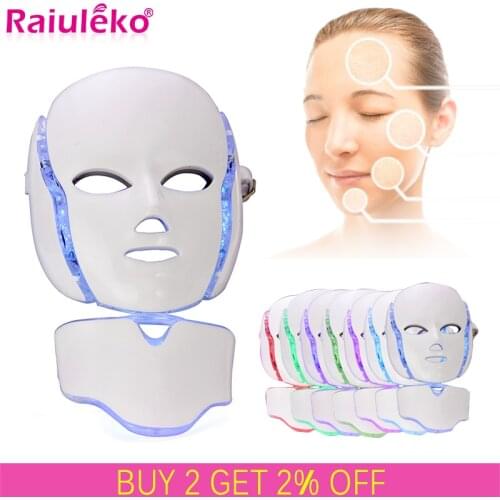 7 Colors LED Facial Mask Photon Therapy Anti-Acne Wrinkle Removal Skin Rejuvenation Led Spa Mask Machine Face Skin Care Tools