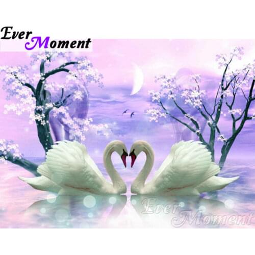 Ever Moment DIY 5D Diamond Embroidery Swan Lovers Diamond Mosaic Full Square Drills Wedding Gift Diamond Painting ASF1110