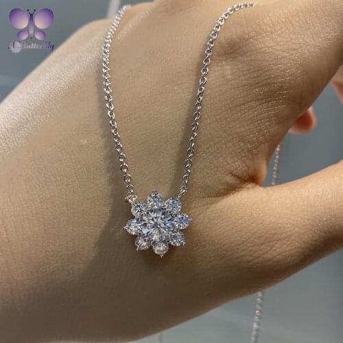 925 Sterling Silver Necklace Pendant Sun Flower Pendant Shiny SONA Stone Luxury Necklace Birthday Gift Quality Assurance