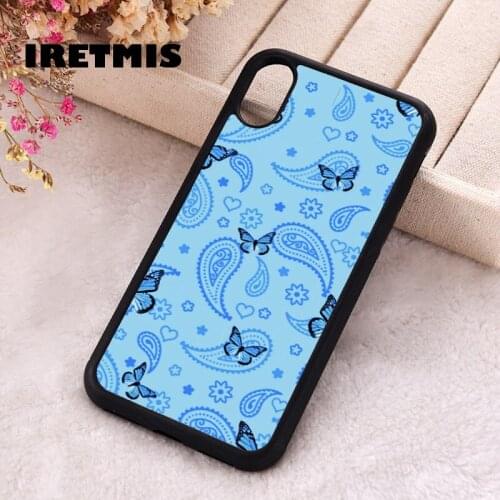Iretmis 5 5S SE 2020 Phone Cover Cases for iPhone 6 6S 7 8 Plus X Xs Max XR 11 12 MINI Pro Rubber Silicone Blue Paisley