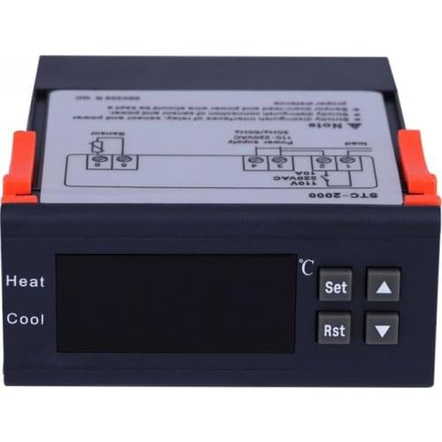 Digital STC-2000 Temperature Controller Thermostat Heat & Cool Modes With NTC Sensor AC 110V-220V Measuring Access