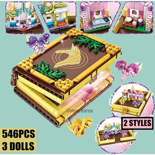 New Little Horse Toys Collection Book Castle In Book Friends Building Blocks Girls Dream Toys for Children Birthday Gift Kid