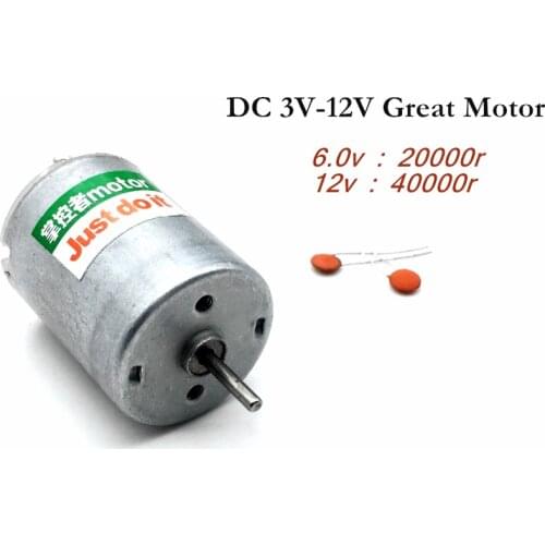 GOOD! R280 dc motor,diy toy,RC car/boat model motor! DC 3v - 12v Copper bearing motor,high speed 12v 40000rpm With capacitance