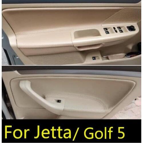Interior Car Door Handle Armrest Panel Microfiber Leather Cover For VW Jetta 2005- 2010 mk5 / Golf 5 with Mount Fittings