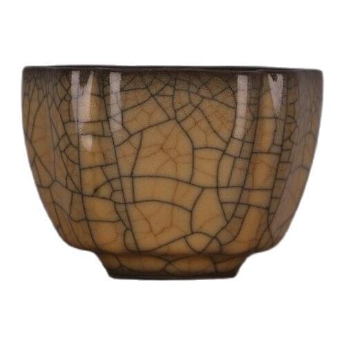 Collection: Song yellow glaze gold wire five square concave convex cup