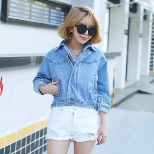 Korean New Boy Friend Long Sleeve Zipper Fly Jeans Jacket Women Slim Fit Preppy Style Female Casual Short Denim Outerwear Coats