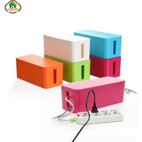 Msjo Storage Boxes Wire Organizer Box Cable Management Electrical Outlet Bins For Power Strip Multi-Charger Wire Arranging Case