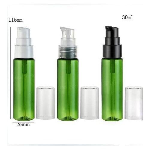 100 x 30ml Green Portable Plastic Lotion PET Pump Bottle 30cc Shampoo container
