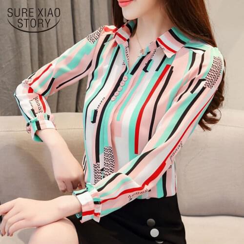 Blusas mujer de moda 2021 plus size tops female long sleeve striped women shirts chiffon blouse womens tops and blouses 1163 40