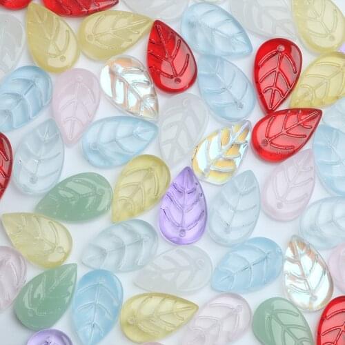 Transparent Purple Red Glass Beads Loose Leaf Shape Beads for Jewelry Making DIY Accessories Glaze Beads 20/40 pcs 11*18 mm