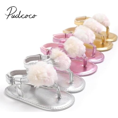 Toddler Infant Newborn Baby Girls Sandals Sneakers Bow Non-slip Crib Shoes Soft Sole Party Prewalkers Furry Ball Shoes