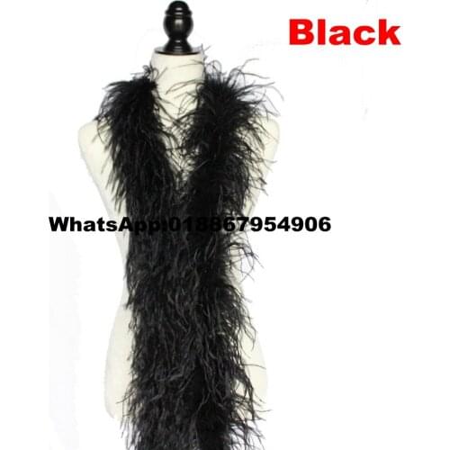 Wholesale 10meters/lot High Quality Dyed Black Ostrich Feather Boas and Scarfs 2ply thickness 22 colors