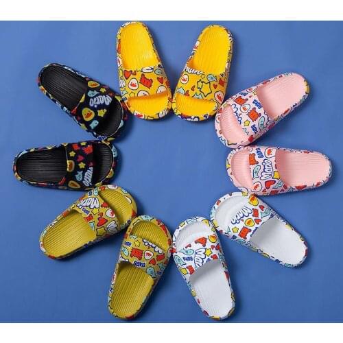 Children Slippers Girls Summer Cute Cartoon Print Beach Sandals Kids Bathroom Toddler Boys Indoor Flip Flops Baby Home Shoes