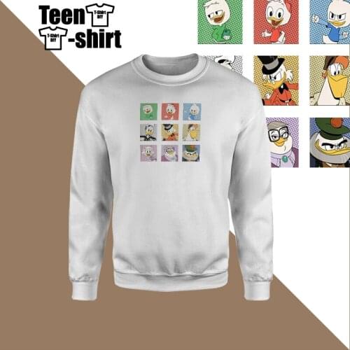 Hoodies Men Women Ducktales Print Mens Sweatshirt in White Personalized Harajuku Anime Clothing