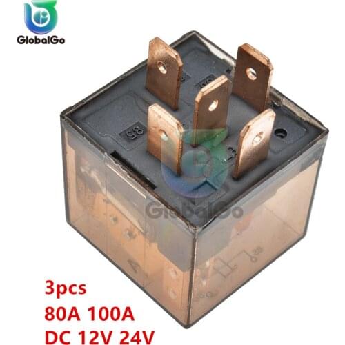 3pcs/Lot Waterproof Automotive Relay 12V 100A 5Pin SPDT Car Control Device Car Relays DC 24V 80A High Capacity Switching