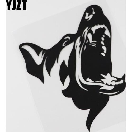YJZT 12.2CMX15.5CM Angry Dog Patrol Animal Security Pet Vinyl Black/Silver Car Sticker 13C-0142