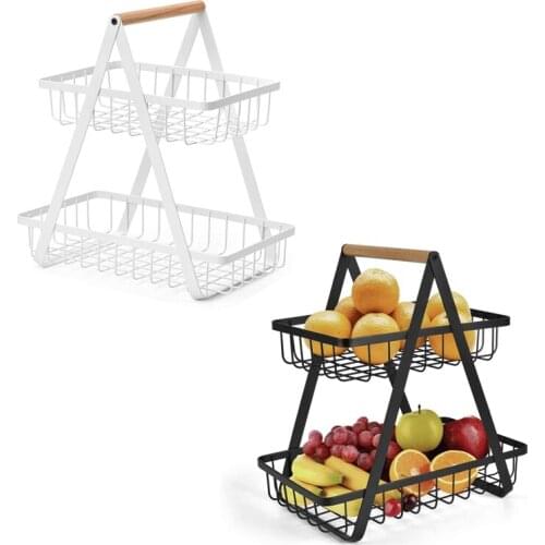 Iron Storage Shelf Rack for Kitchen Seasoning Organizer Fruits Holder Double Layer Assembly Bathroom Cosmetic Storage Basket