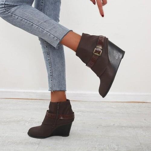 2021 New British Retro Fashion Boots Side Zipper Suede Cross-border Large Size 41-43 Winter Womens Boots
