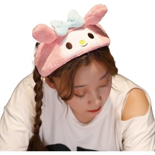 2021 8 Style Anime Figures Kawaii Kuromi My Melody KITTY Cinnamoroll Purin Dog Hair Band Plush Fashion Headband Girl Gift