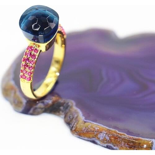 2021 Fashion Candy Style Ring Of 4 Colours Choose Crystal With Red Zircon Gold Plated Rings For Friends Best Festival Gift