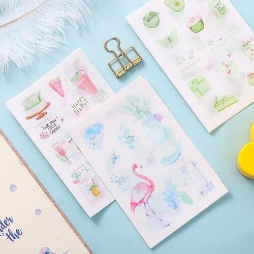 6 pcs/pack Picnic Illustration Art Adhesive Stickers DIY Decoration Diary Stationery Stickers Children Gift
