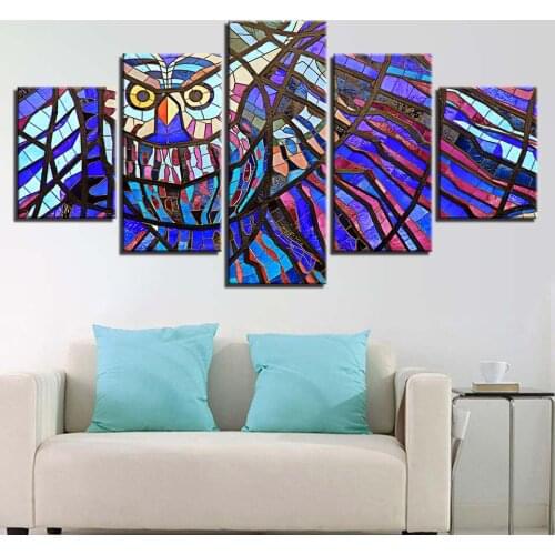 Abstract Cartoon Owl 5 pcs Modern Home Wall Decor Canvas Picture Art HD Print Painting On Canvas for Living Room