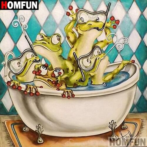 HOMFUN 5D DIY Diamond Painting Full Square/Round Drill "Bathtub frog" 3D Embroidery Cross Stitch gift Home Decor A00611