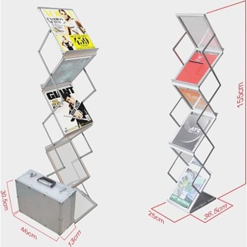 Aluminum Folding Brochures Pamphlets Books Literatures Display Holders Rack Stand By 6 Faces To Show 2pcs Quality Guaranteed