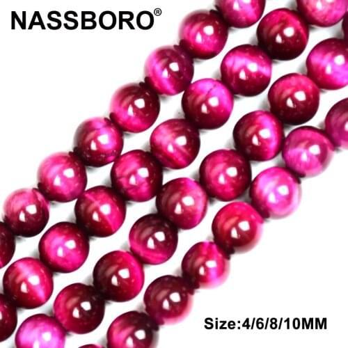 Natural Stone Tiger Eye Beads Pink Charm Spacer Stone Beads For Jewelry making Necklace Bracelet Diy Needlework NASSBORO