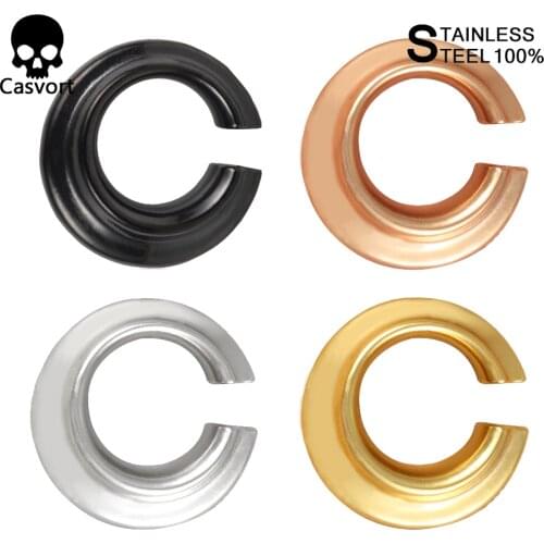 Casvort 2PCS 8mm New Stainless Steel Ear Piercing Plugs Expanders Earrings Weight Body Jewelry Gift For Unisex