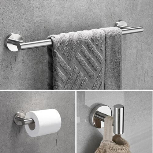 Black/Gold/Silver Stainless Steel Round Wall Mounted Hand Towel Bar Toilet Paper Holder Robe Towel Hook Bathroom Accessories set