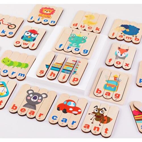 Wooden Letters Card Match Game Matching Letter Game Spelling Reading English Alphabet Children Pre-school Learning Education Toy