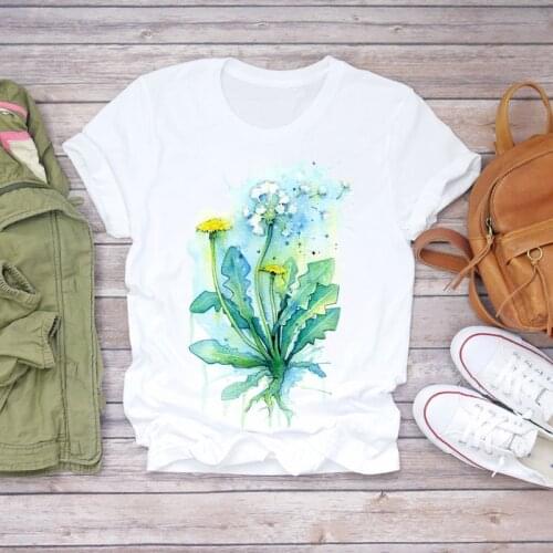 Beautiful Flowers Print T shirt Women Fashion Tshirt Harajuku Tops Tee Cute Short Sleeve Animal Tshirt Female Tshirts